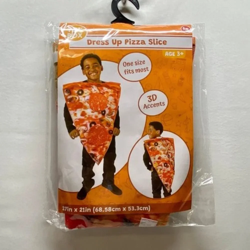 Kids‎ Costume Pizza Slice One Size Toy Box Dress Up 3D Accent Pepperoni 3+ NWT